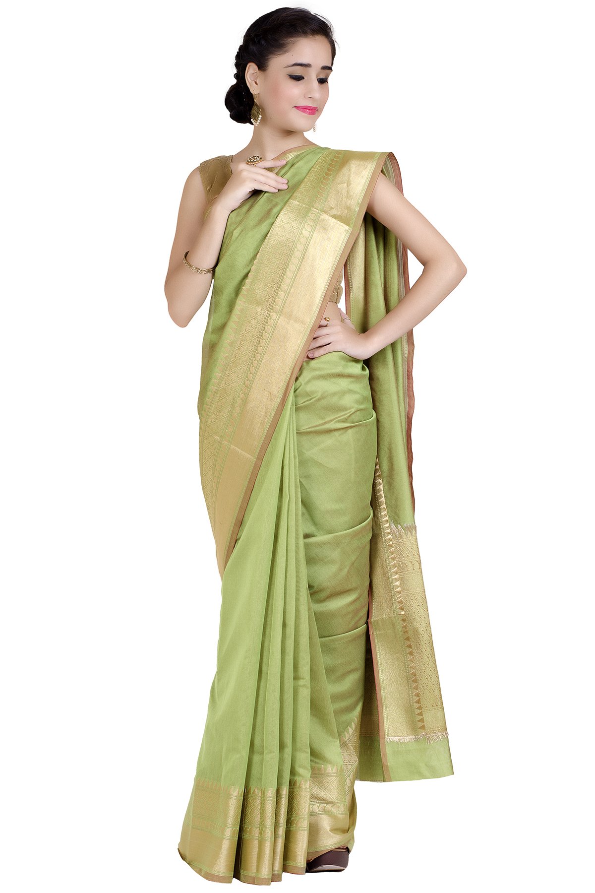 Chandrakala Banarasi Saree for Women with Unstitched Blouse Piece Indian Wear (1258) - Image 3