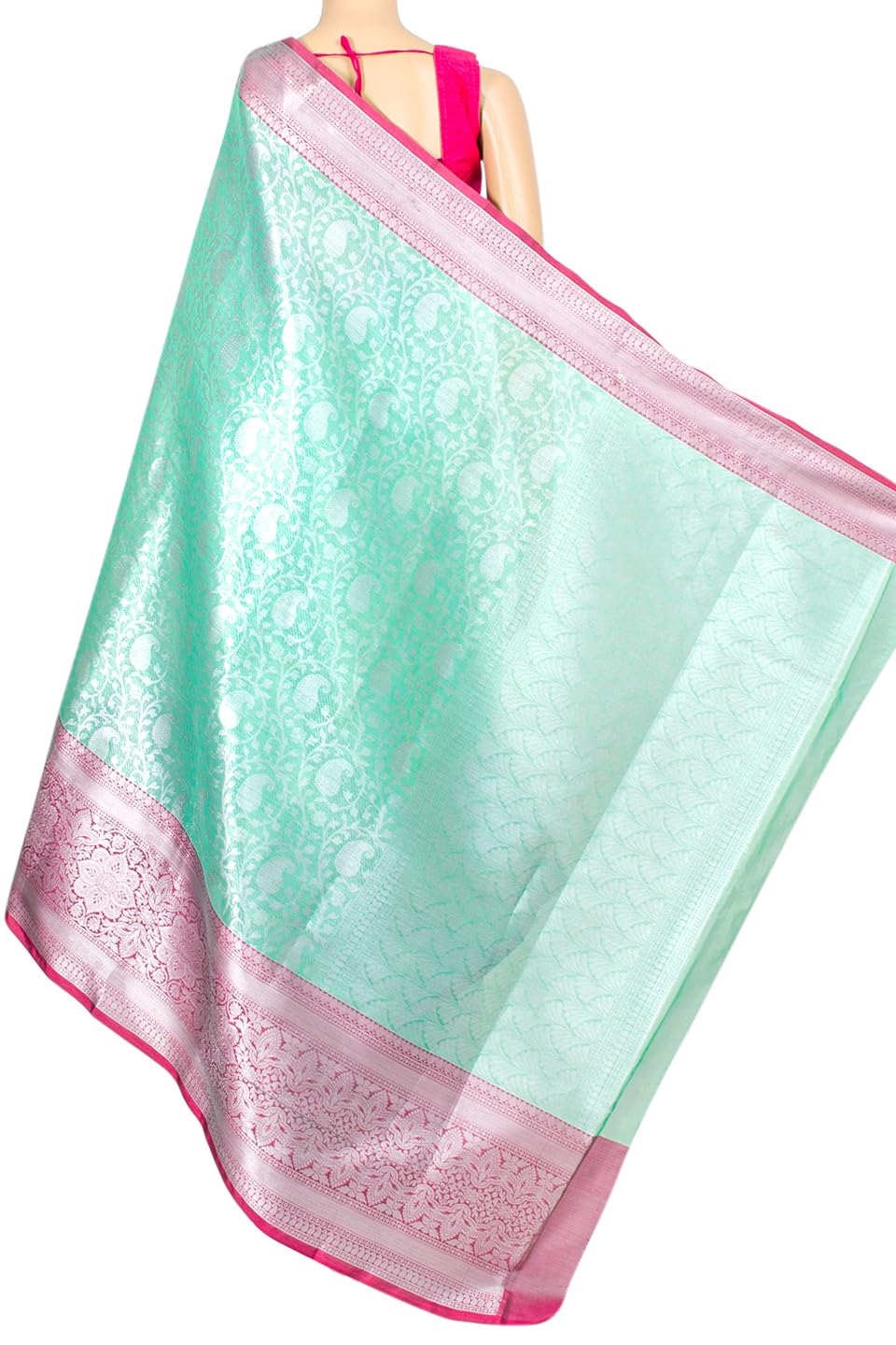 Chandrakala Banarasi Saree for Women with Unstitched Blouse Piece Indian Wear (1421) - Image 3