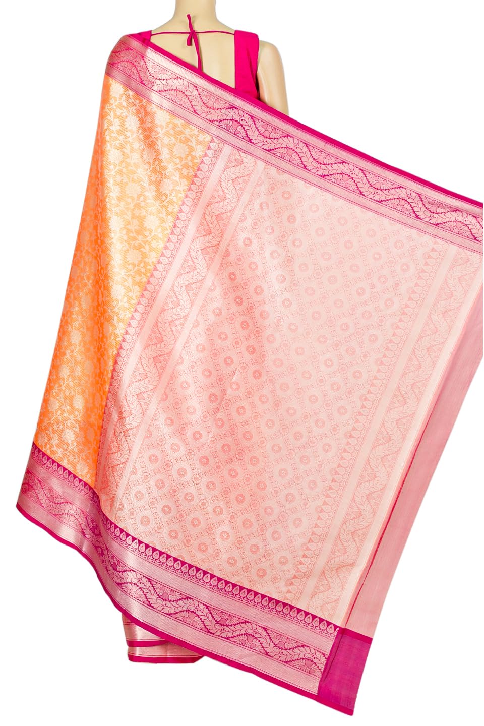 Chandrakala Banarasi Saree for Women with Unstitched Blouse Piece Indian Wear (1421) - Image 3