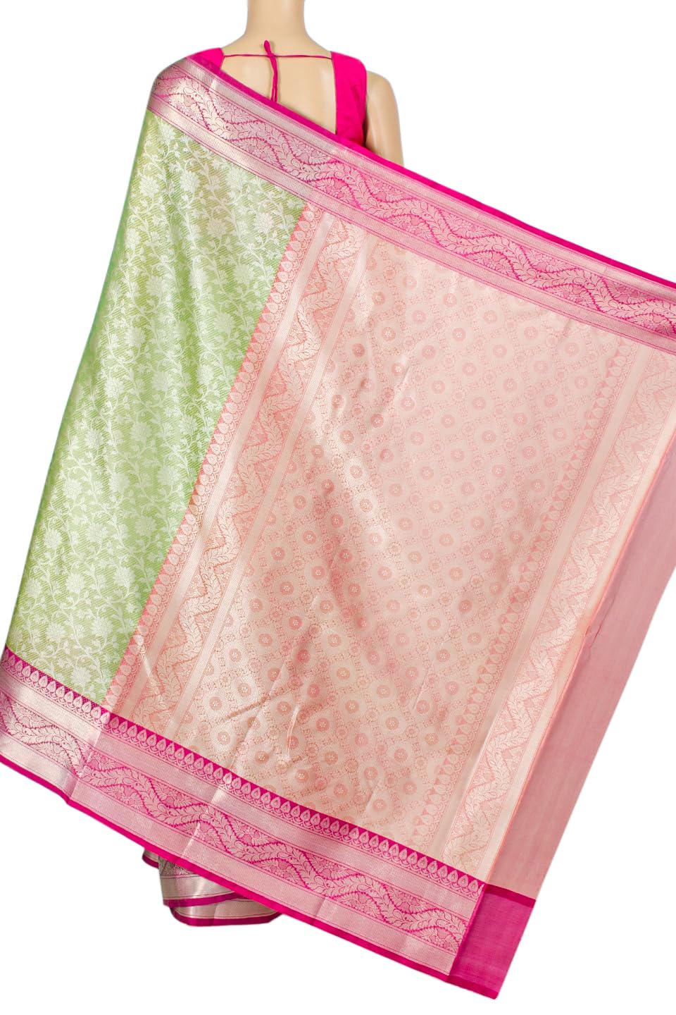 Chandrakala Banarasi Saree for Women with Unstitched Blouse Piece Indian Wear (1421) - Image 3
