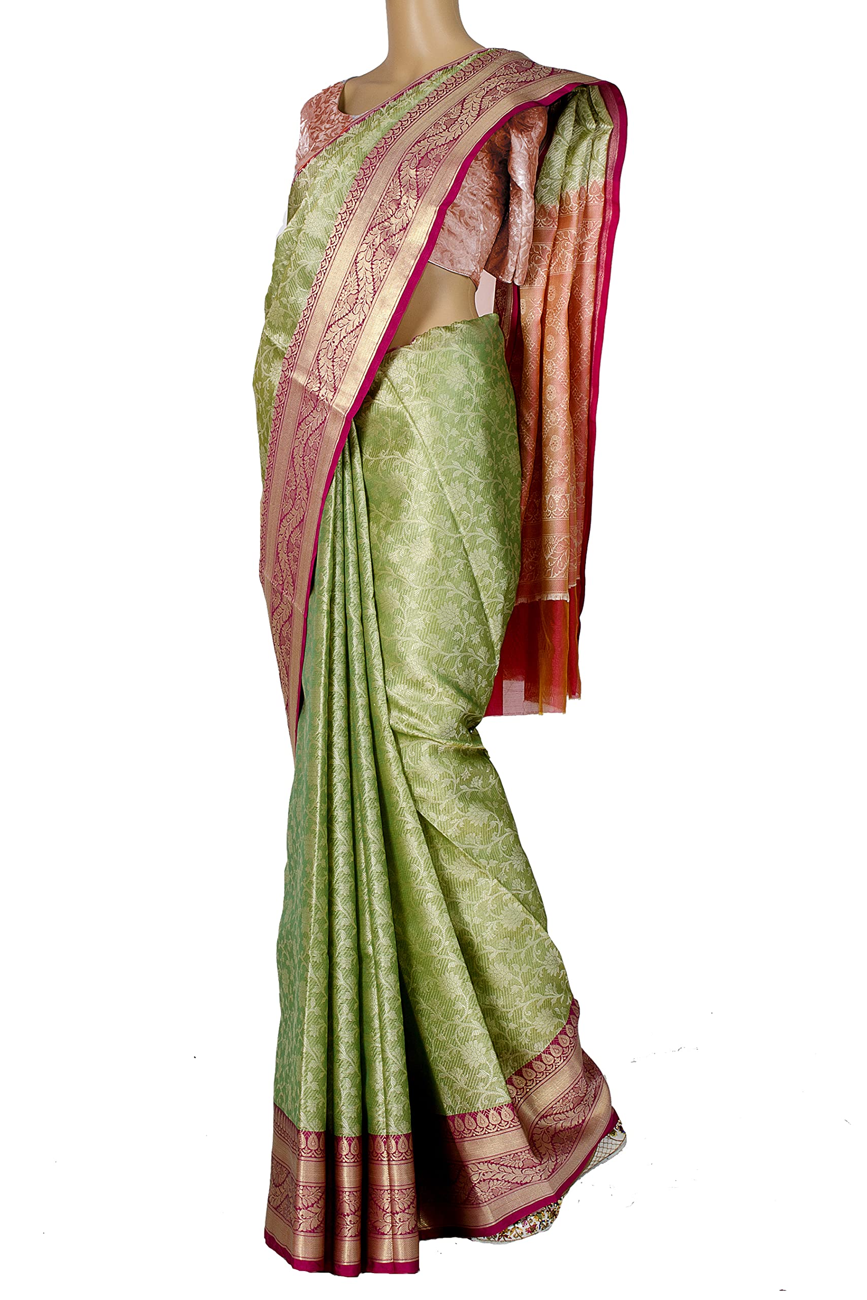 Chandrakala Banarasi Saree for Women with Unstitched Blouse Piece Indian Wear (1421) - Image 4