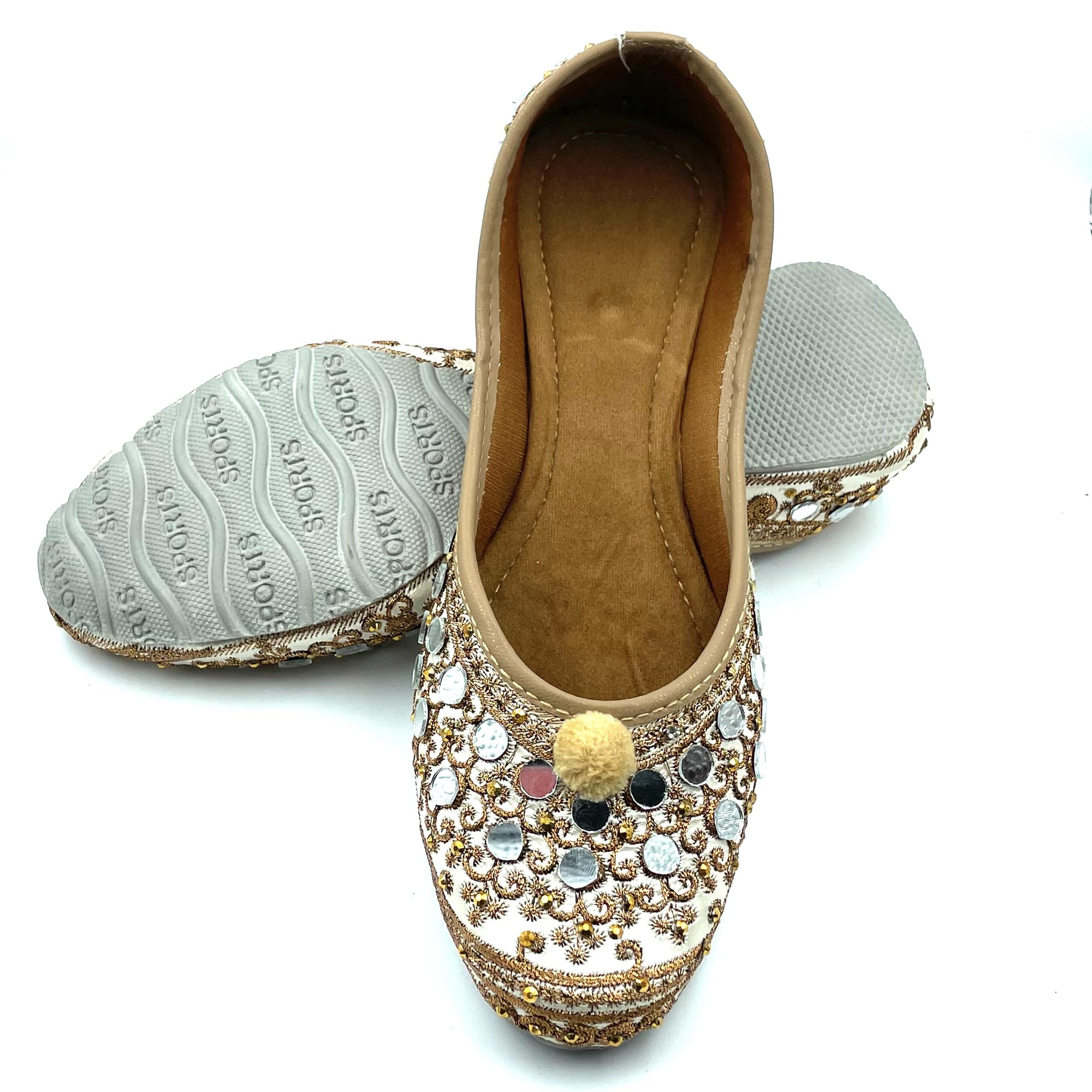 Chandrakala Bridal Mojaris for Women Flats Punjabi Jutti (WF131-P) - Image 4
