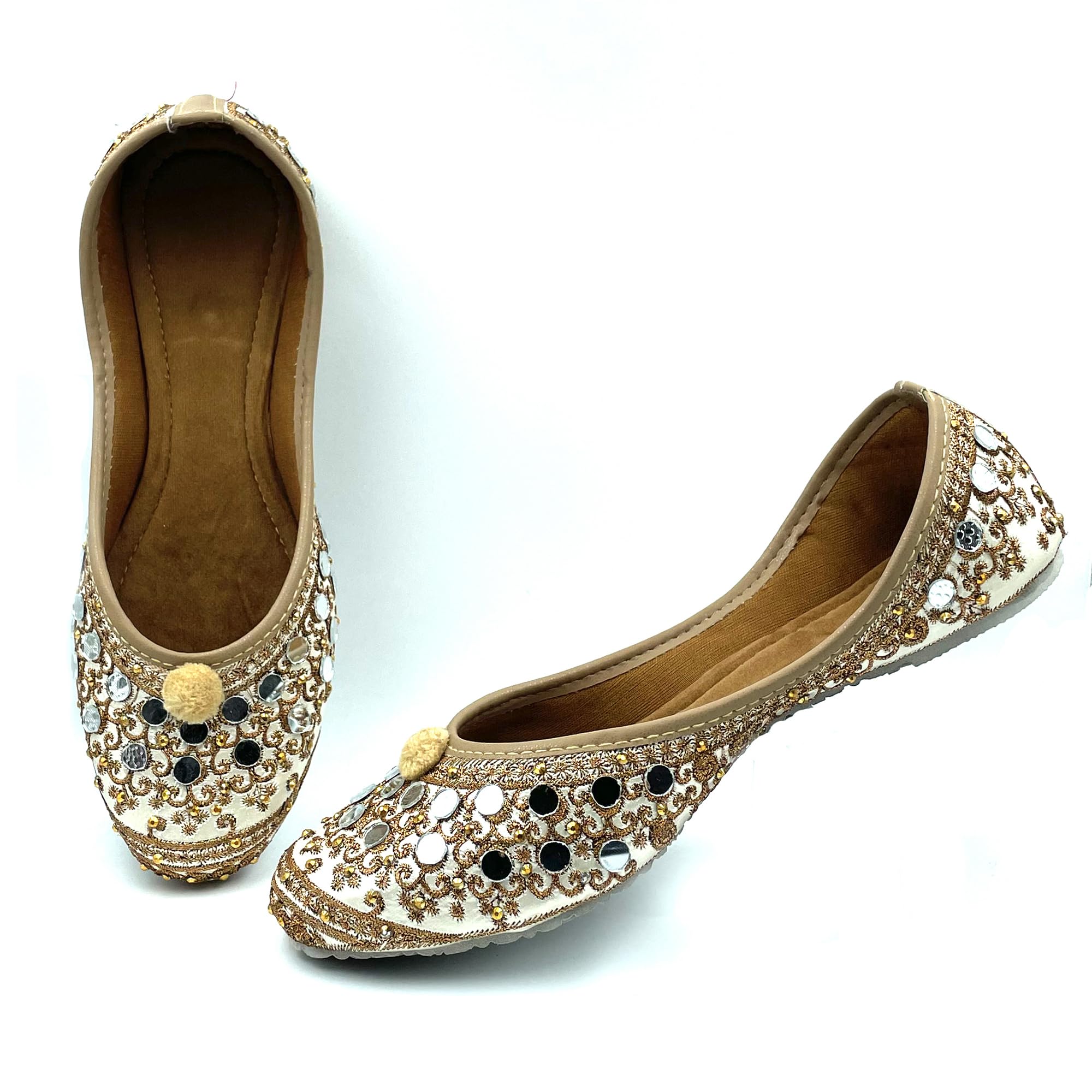 Chandrakala Bridal Mojaris for Women Flats Punjabi Jutti (WF131-P) - Image 5