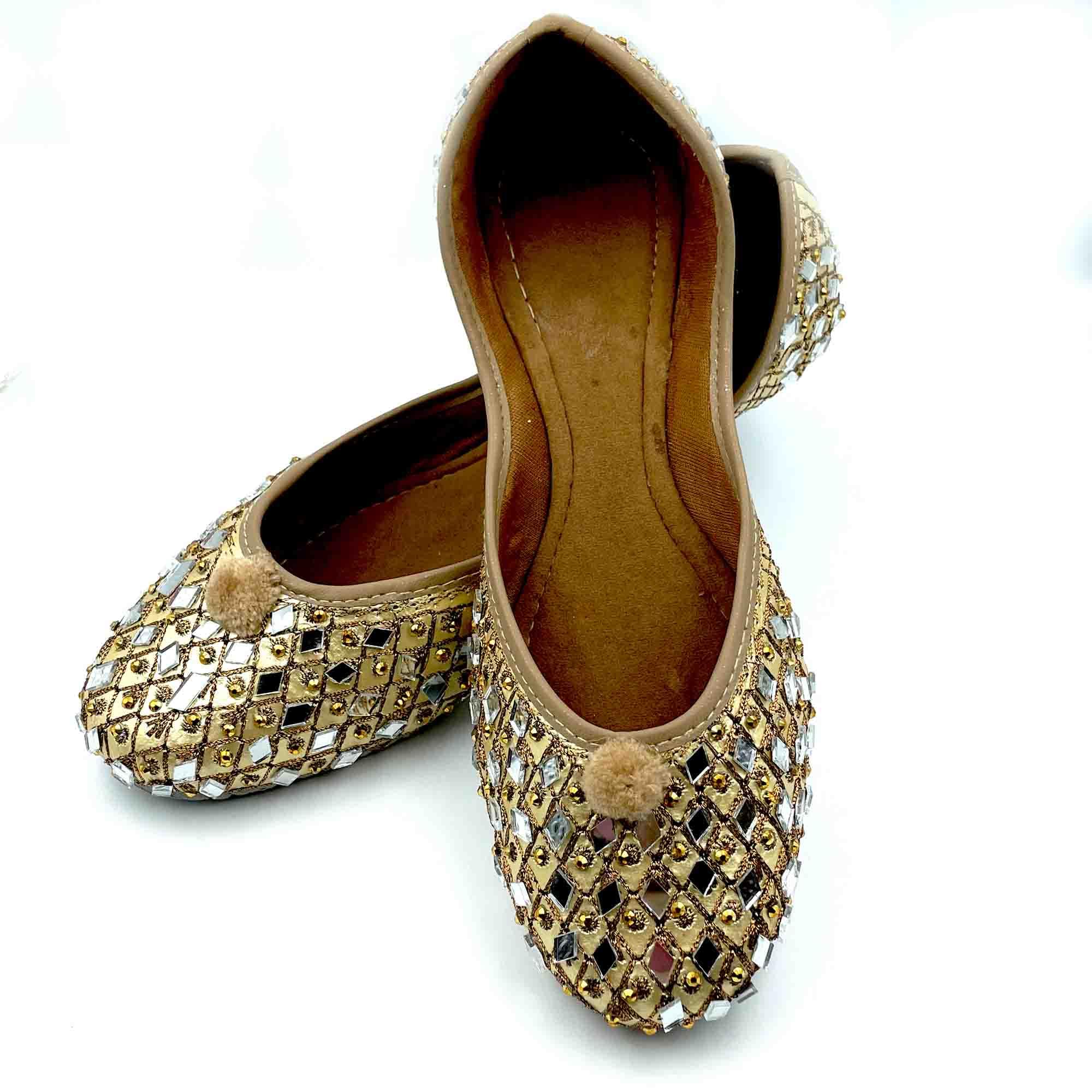 Chandrakala Bridal Mojaris for Women Flats Punjabi Jutti (WF131-P) - Image 3