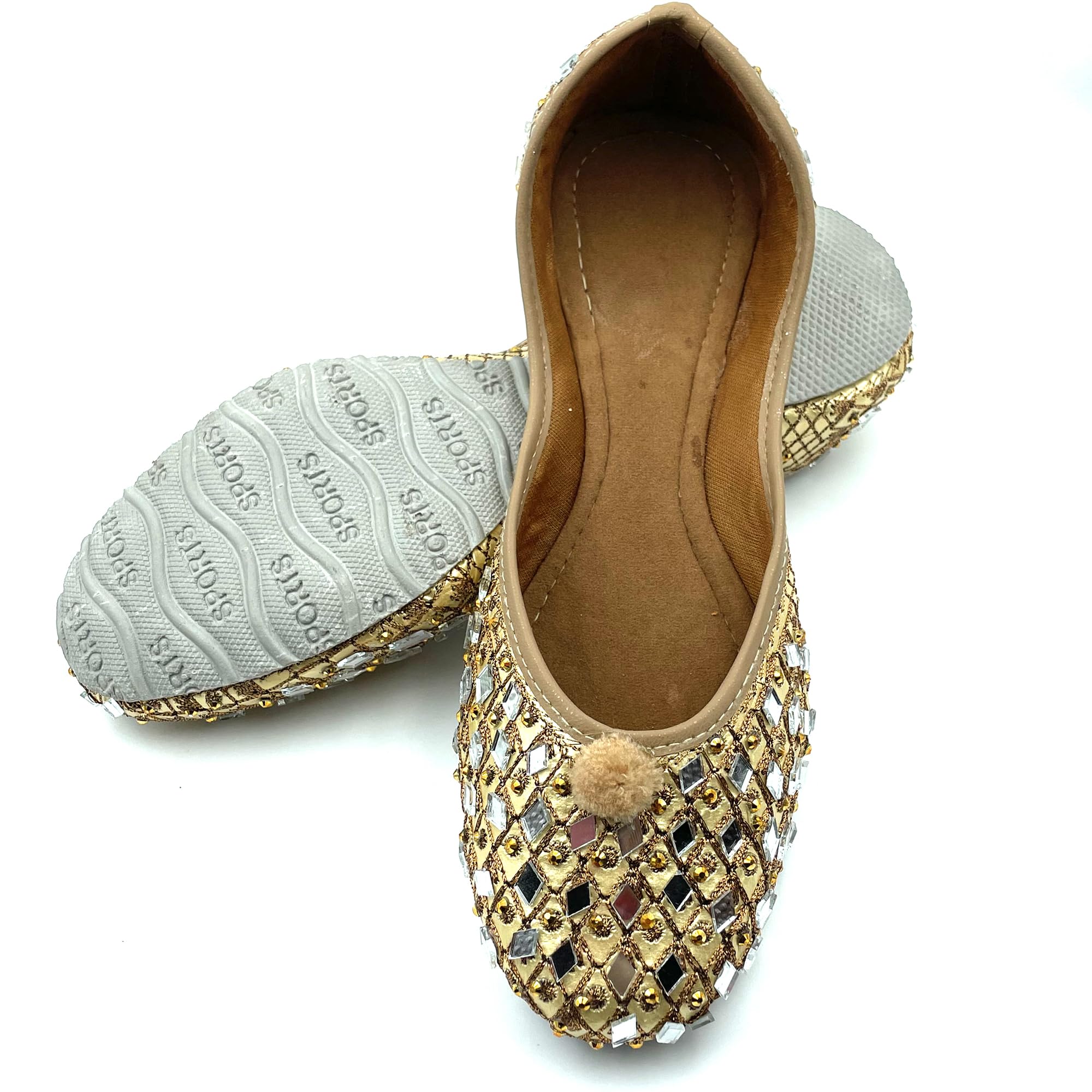 Chandrakala Bridal Mojaris for Women Flats Punjabi Jutti (WF131-P) - Image 4