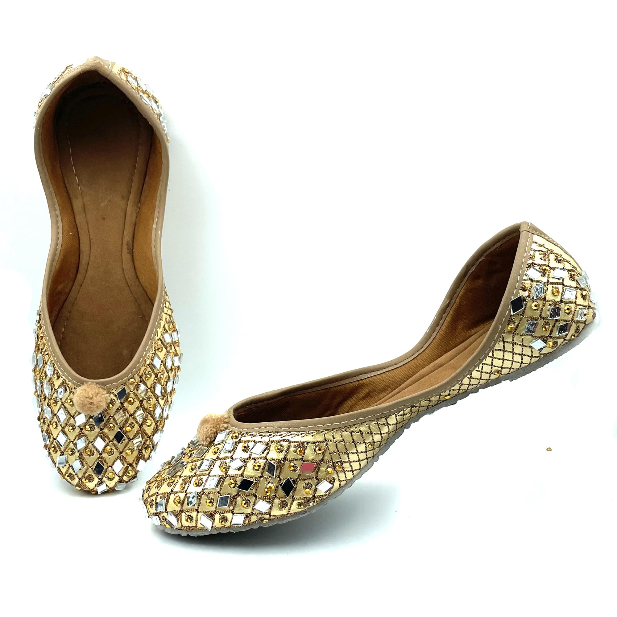 Chandrakala Bridal Mojaris for Women Flats Punjabi Jutti (WF131-P) - Image 5