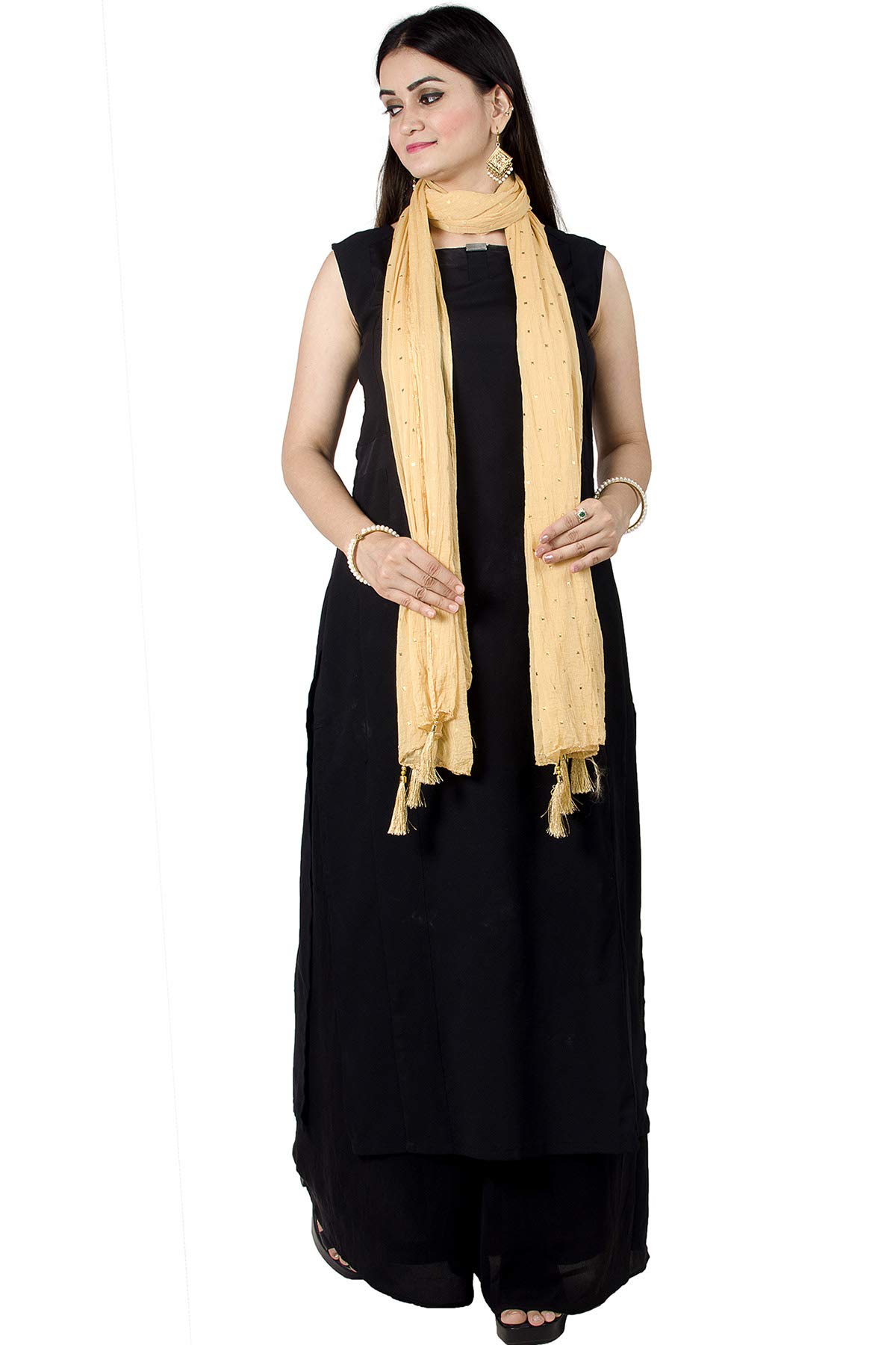 Chandrakala Chiffon Dupatta for Women, Shawl Scarf Wrap Chunni Bridal Scarve Wedding Stole, (D191-P) - Image 3