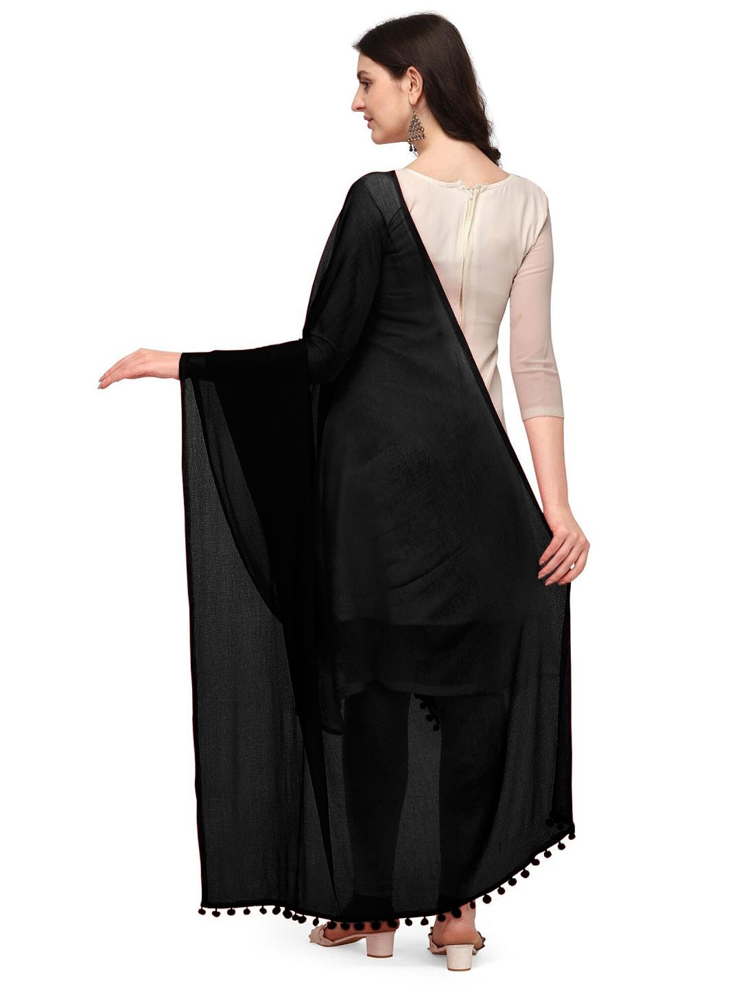 Chandrakala Chiffon Dupatta for Women, Shawl Scarf Wrap Chunni (D274-P) - Image 3