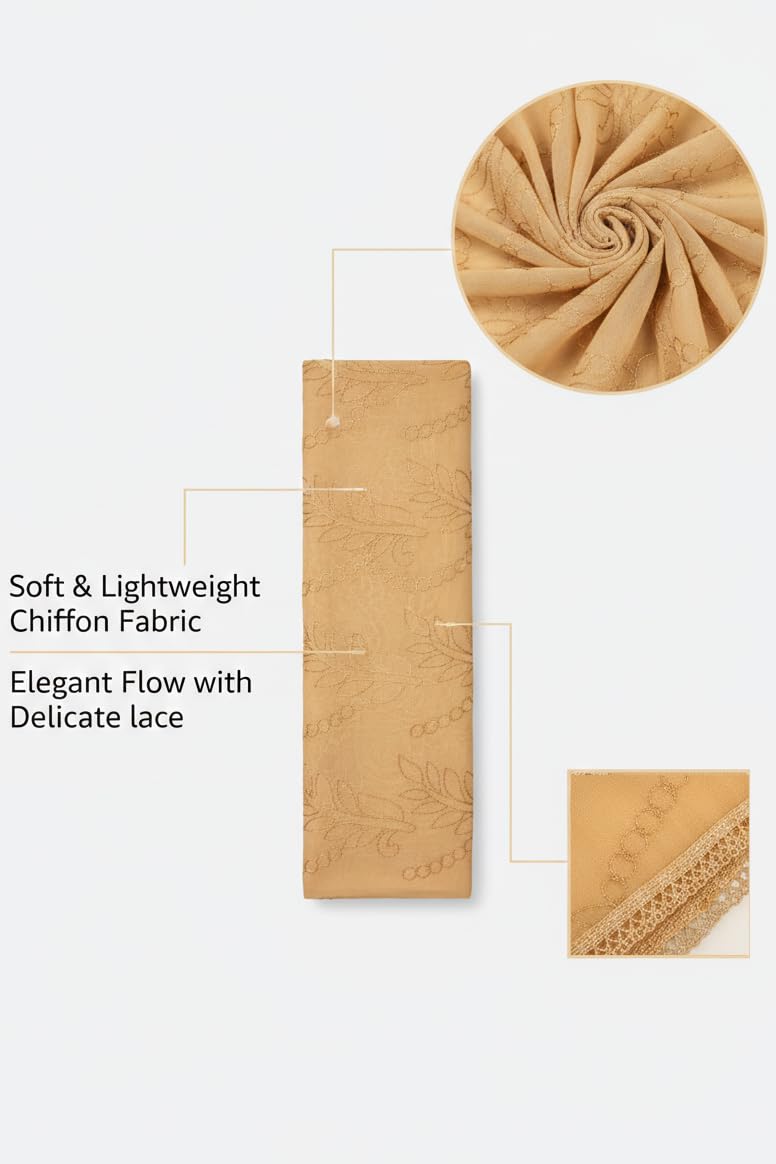 Chandrakala Chiffon Dupatta for Women,Shawl Scarf Wrap Chunni,(D285-P) - Image 3