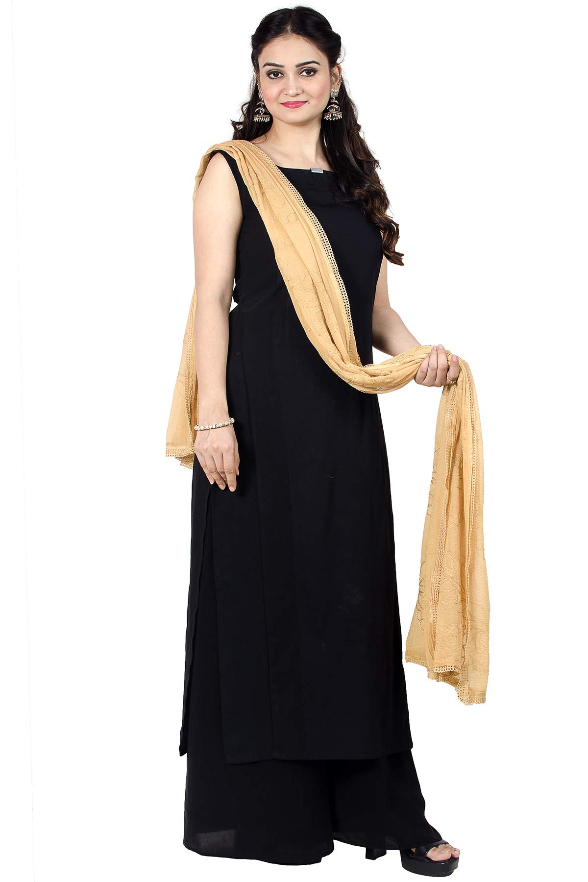 Chandrakala Chiffon Dupatta for Women,Shawl Scarf Wrap Chunni,(D285-P) - Image 4