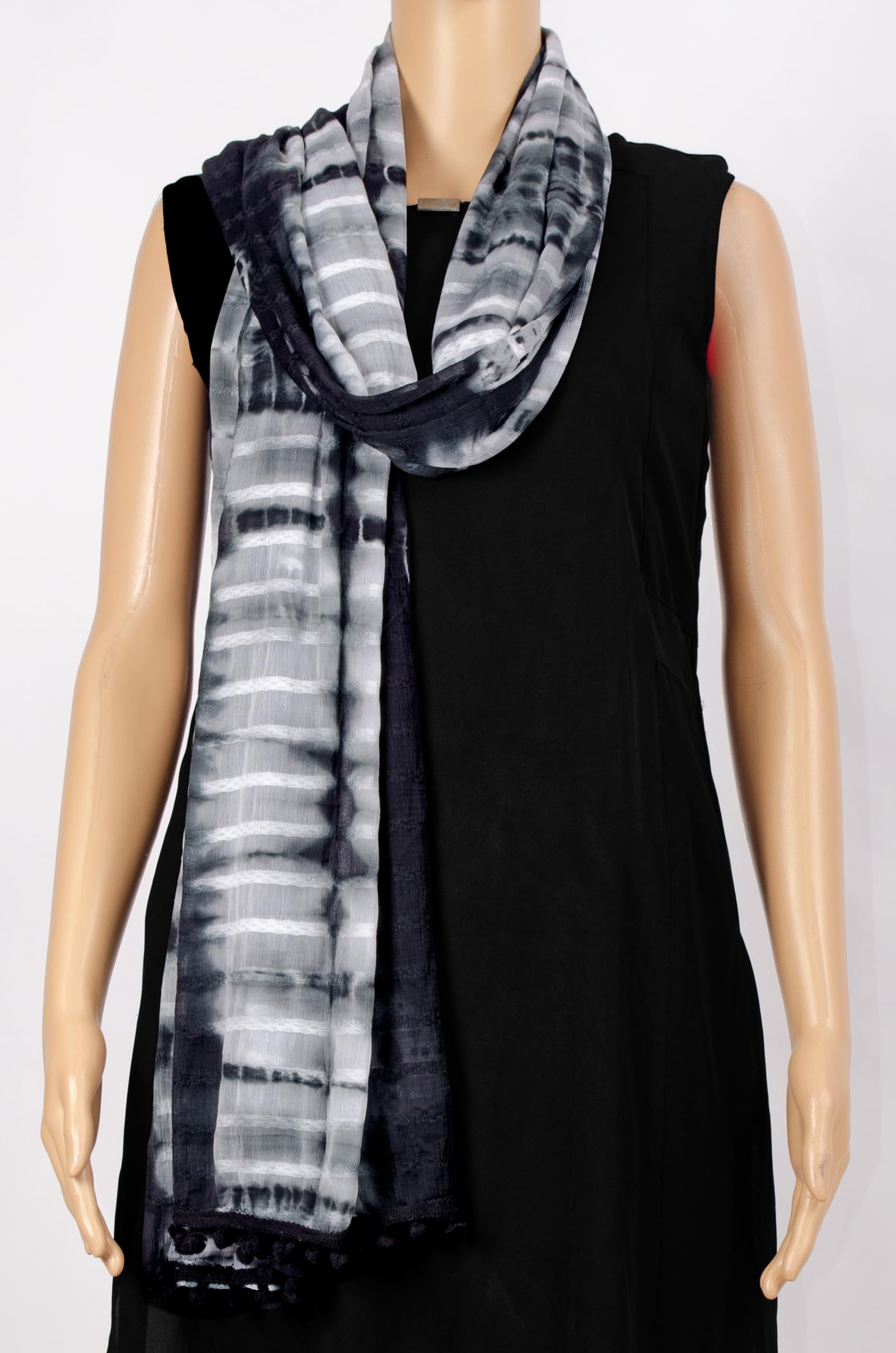 Chandrakala Chiffon Dupatta for Women, Shawl Scarf Wrap Chunni (D288-P) - Image 3