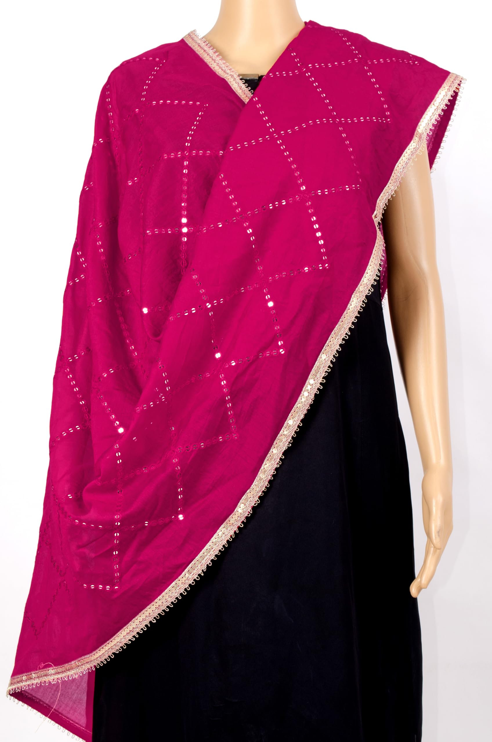 Chandrakala Cotton Blend Dupatta for Women, Shawl Scarf Wrap Chunni (D286-P) - Image 3
