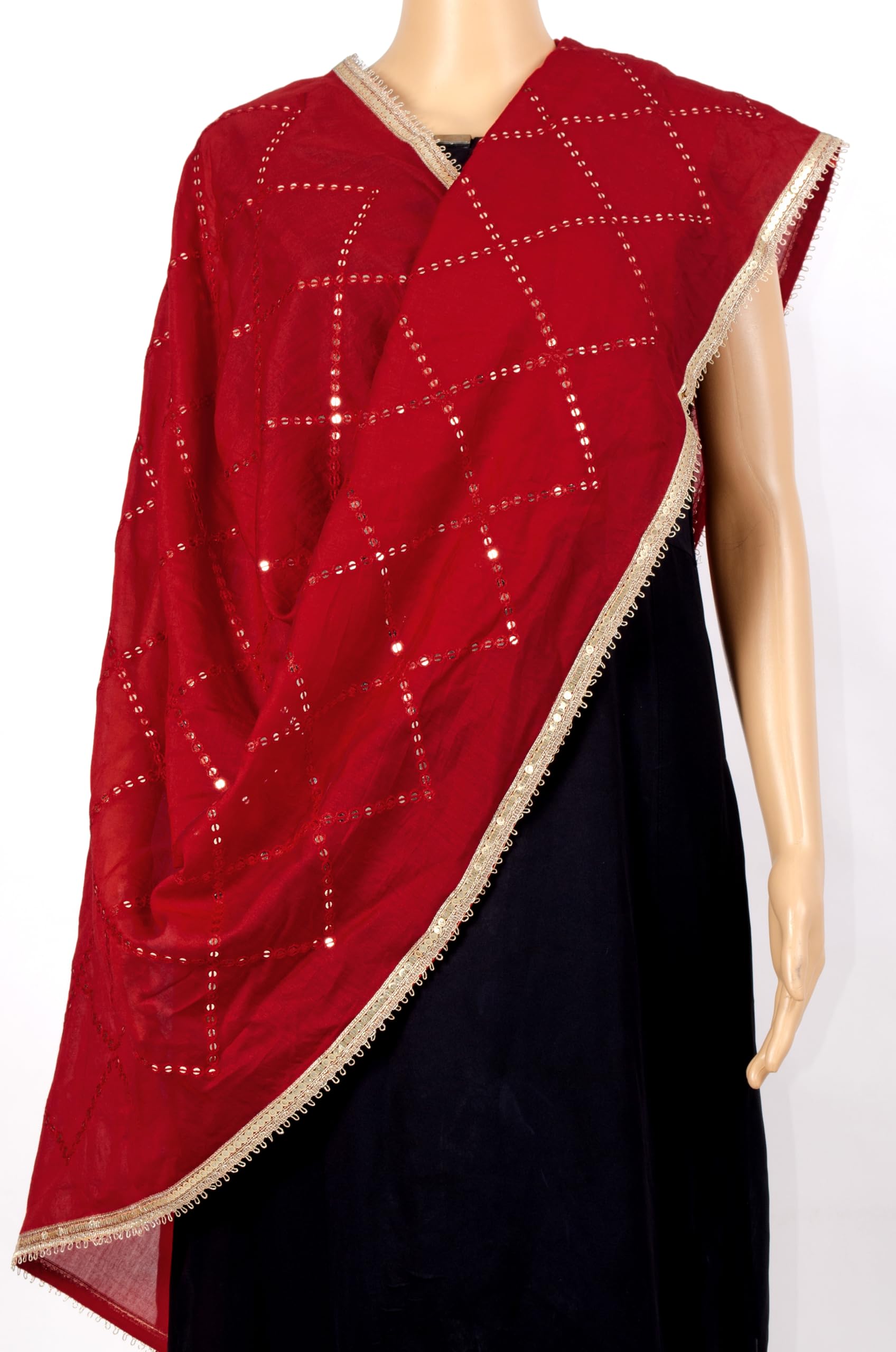 Chandrakala Cotton Blend Dupatta for Women, Shawl Scarf Wrap Chunni (D286-P) - Image 3