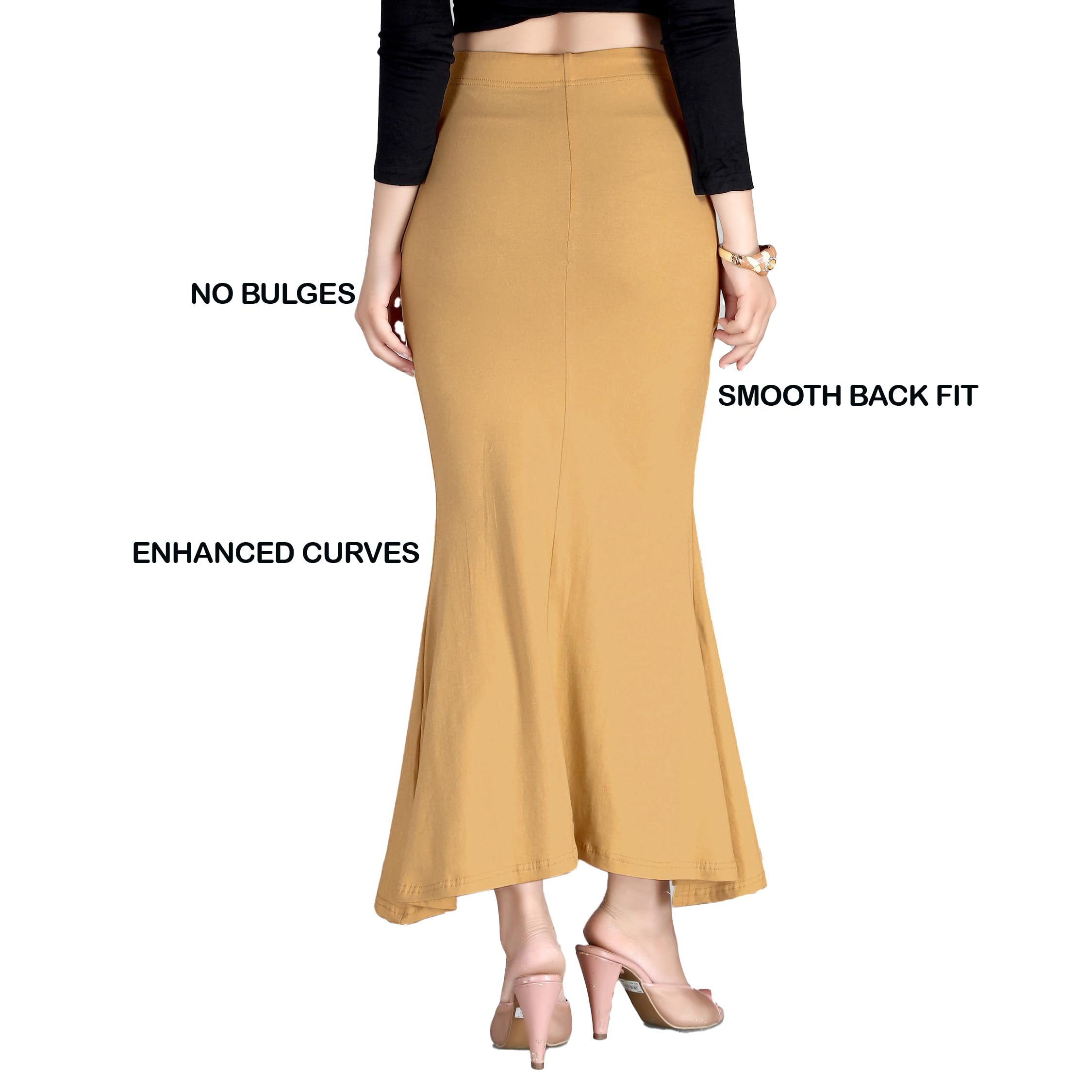 Chandrakala Cotton Saree Shapewear for Women Seamless Stretchable Mermaid Sari Shaper Petticoat Girls (S117-P) - Image 4