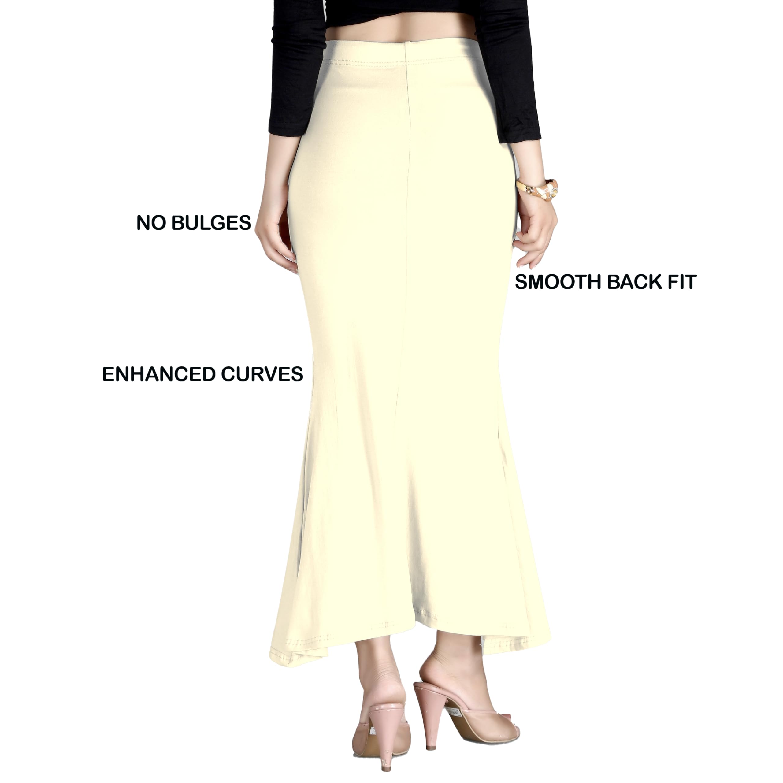 Chandrakala Cotton Saree Shapewear for Women Seamless Stretchable Mermaid Sari Shaper Petticoat Girls (S117-P) - Image 4