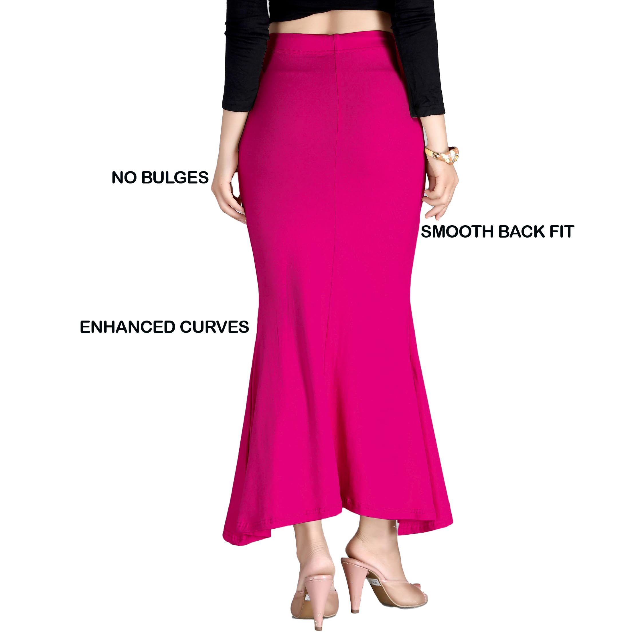 Chandrakala Cotton Saree Shapewear for Women Seamless Stretchable Mermaid Sari Shaper Petticoat Girls (S117-P) - Image 4