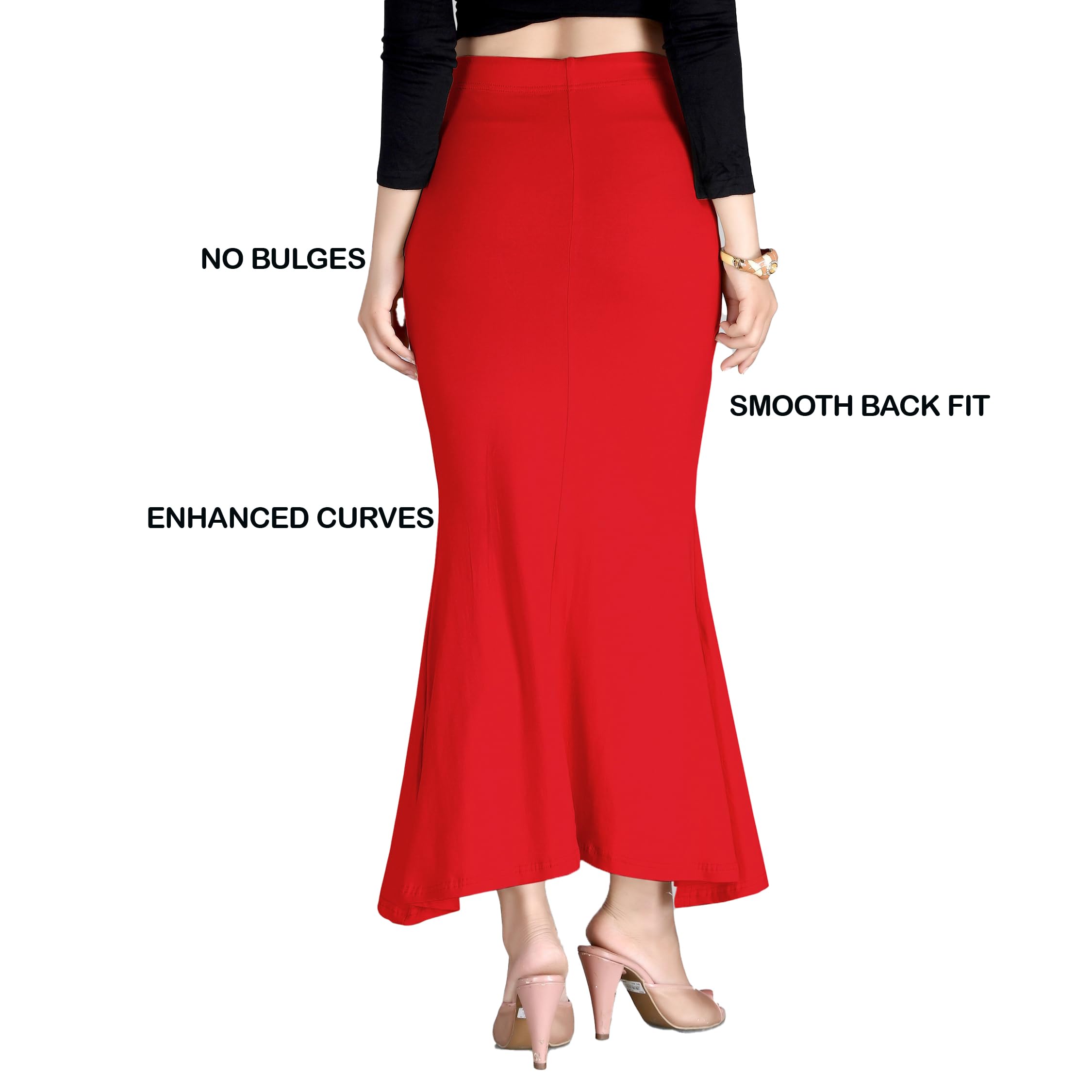 Chandrakala Cotton Saree Shapewear for Women Seamless Stretchable Mermaid Sari Shaper Petticoat Girls (S117-P) - Image 4