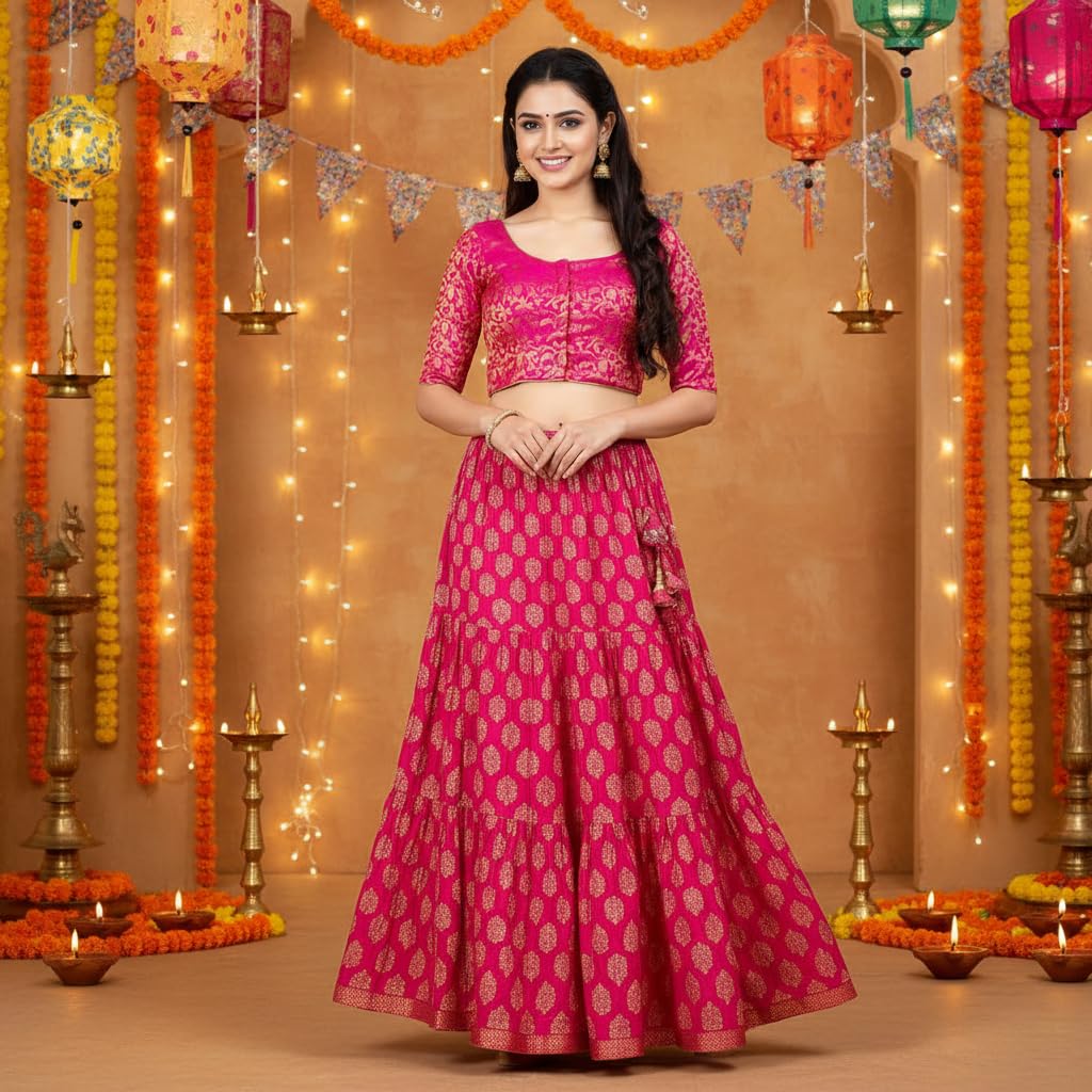 Chandrakala Flowy Long Skirt for Women A Line Casual Beach Party Holiday Maxi Skirts (S113-P) - Image 3