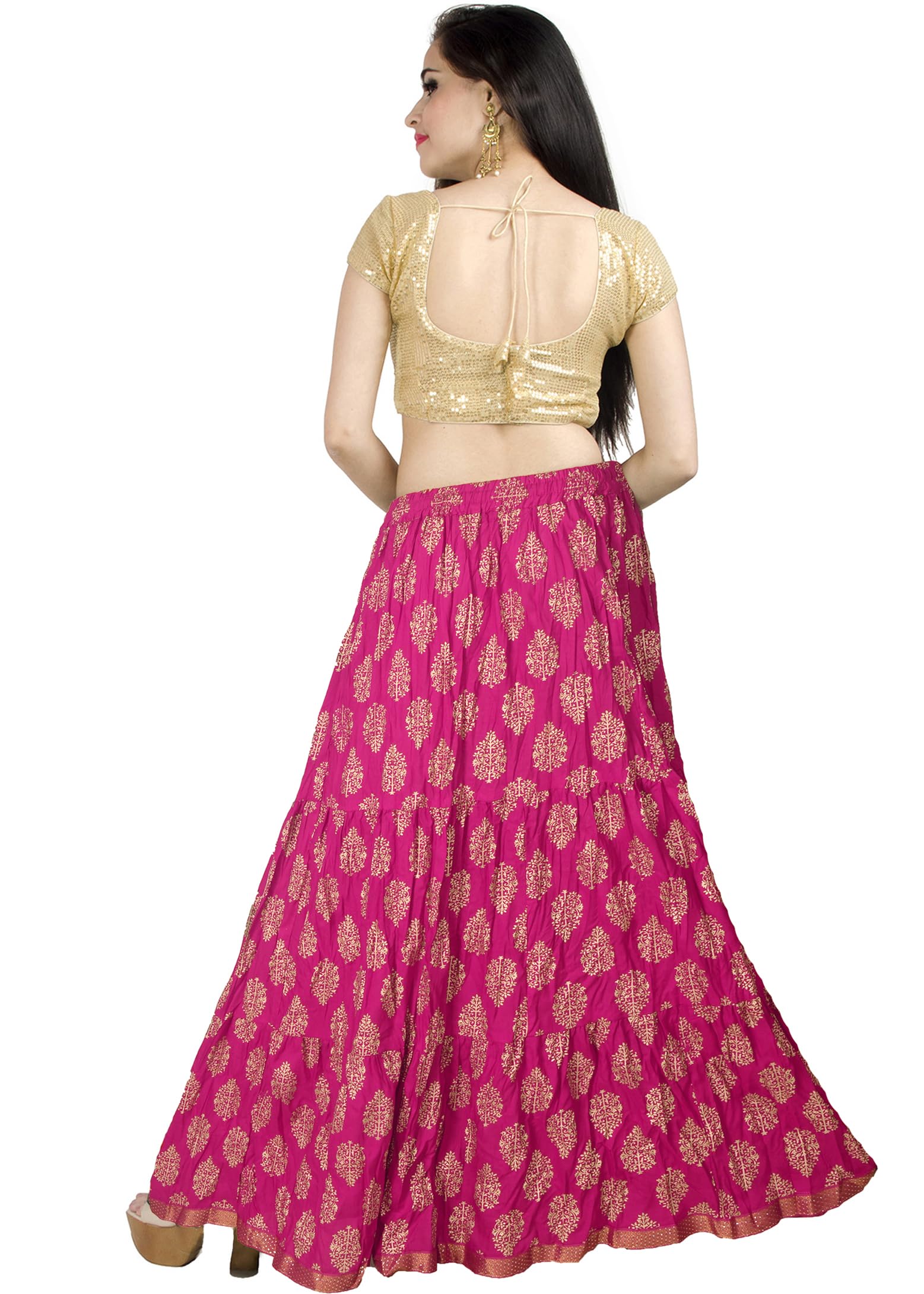 Chandrakala Flowy Long Skirt for Women A Line Casual Beach Party Holiday Maxi Skirts (S113-P) - Image 4