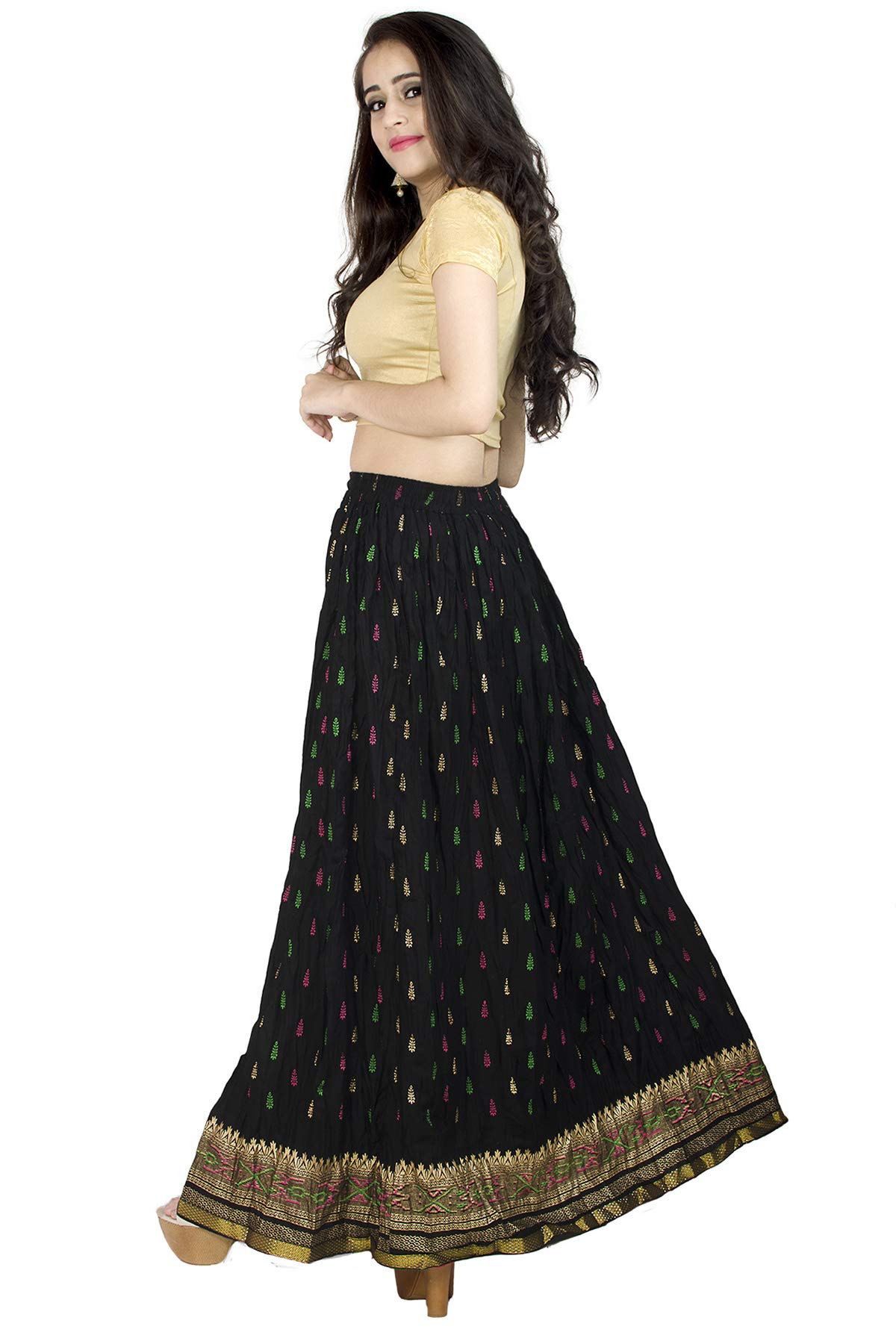 Chandrakala Flowy Long Skirt for Women A Line Casual Beach Party Holiday Maxi Skirts (S115-P) - Image 3