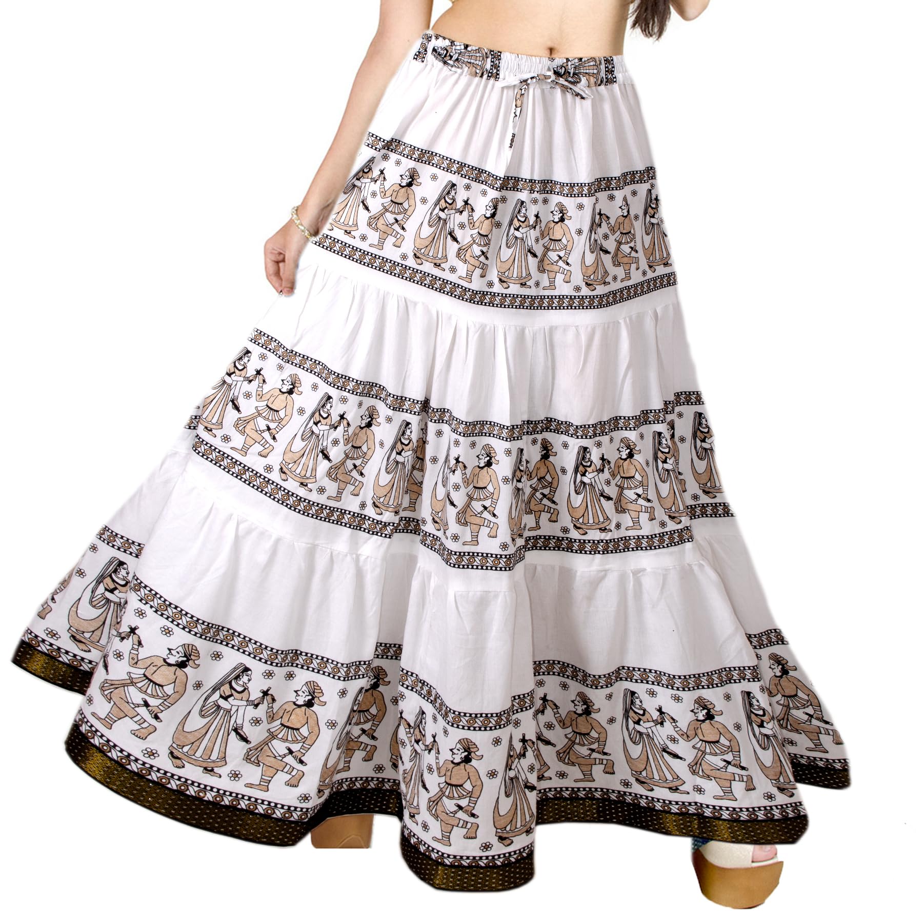 Chandrakala Flowy Long Skirt for Women A Line Casual Beach Party Holiday Maxi Skirts (S113-P) - Image 3