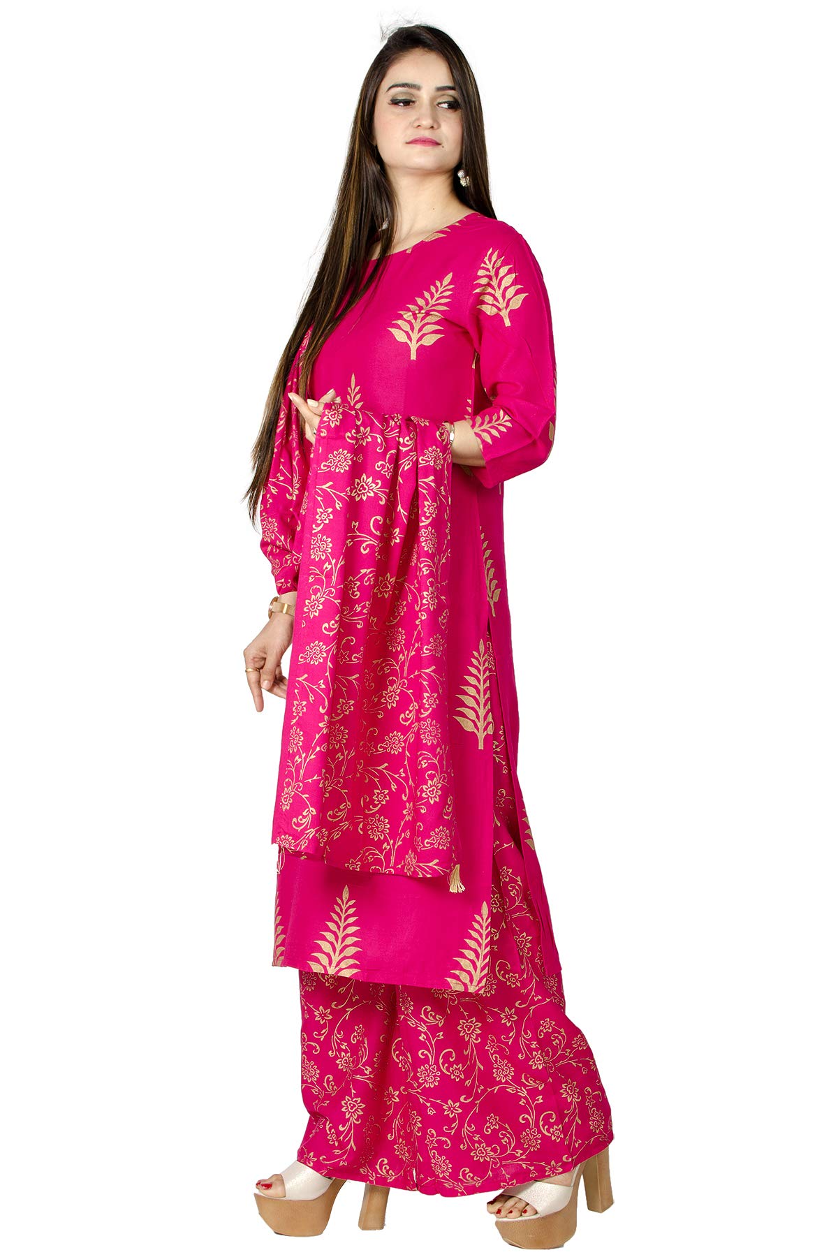Chandrakala Kurti Palazzo Pant with Dupatta Suit Set for Women (K176-P) - Image 3