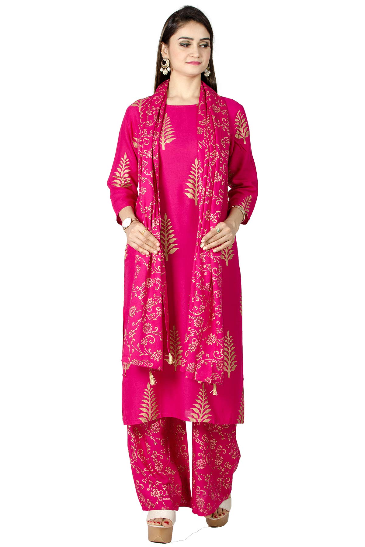 Chandrakala Kurti Palazzo Pant with Dupatta Suit Set for Women (K176-P) - Image 5