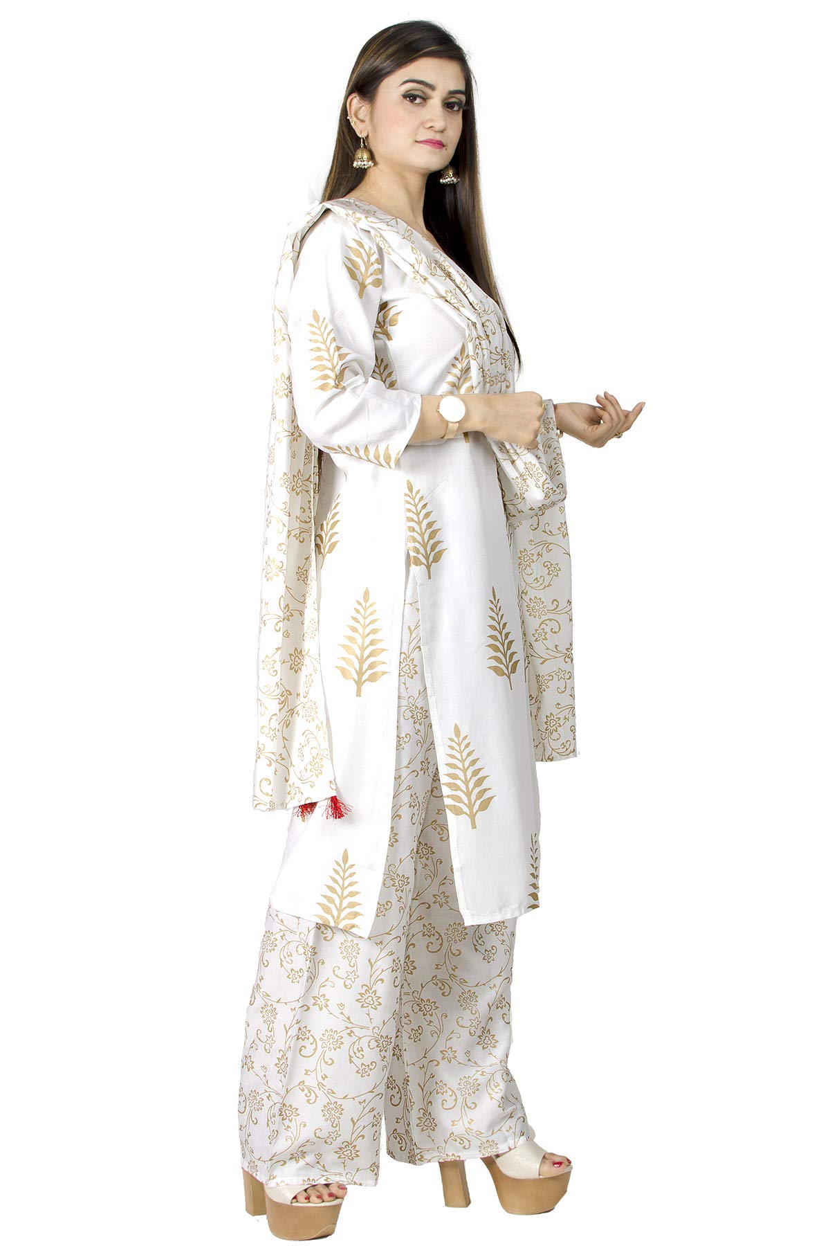 Chandrakala Kurti Palazzo Pant with Dupatta Suit Set for Women (K176-P) - Image 3