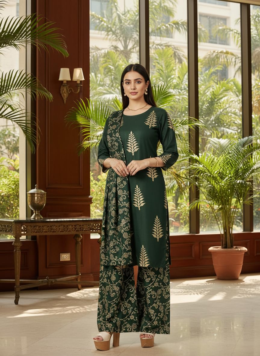 Chandrakala Kurti Palazzo Pant with Dupatta Suit Set for Women (K176-P) - Image 5