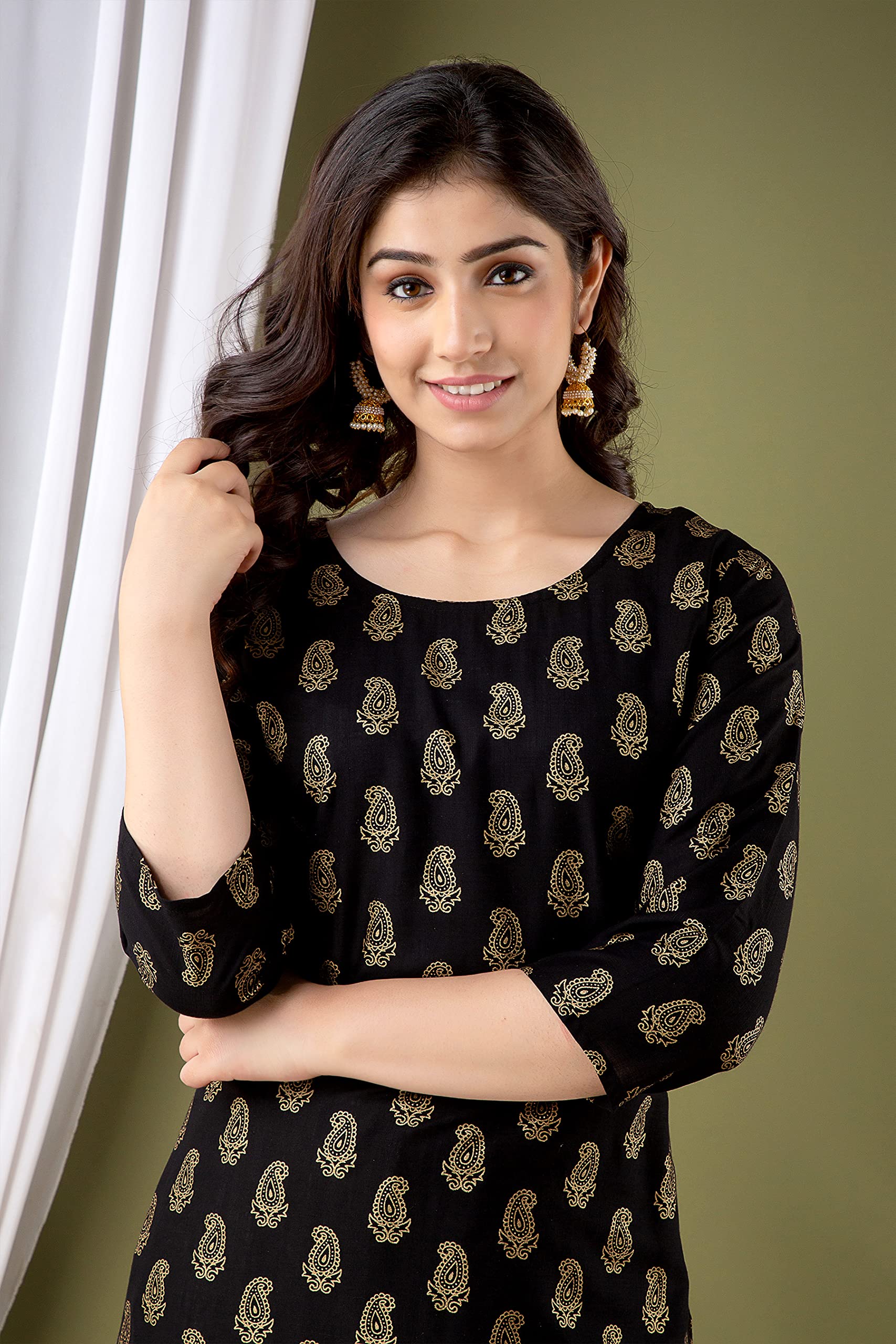 Chandrakala Kurti Sharara Set For Women Rayon Tunic Suit Sets Indian Summer Dress, (K163-P) - Image 4