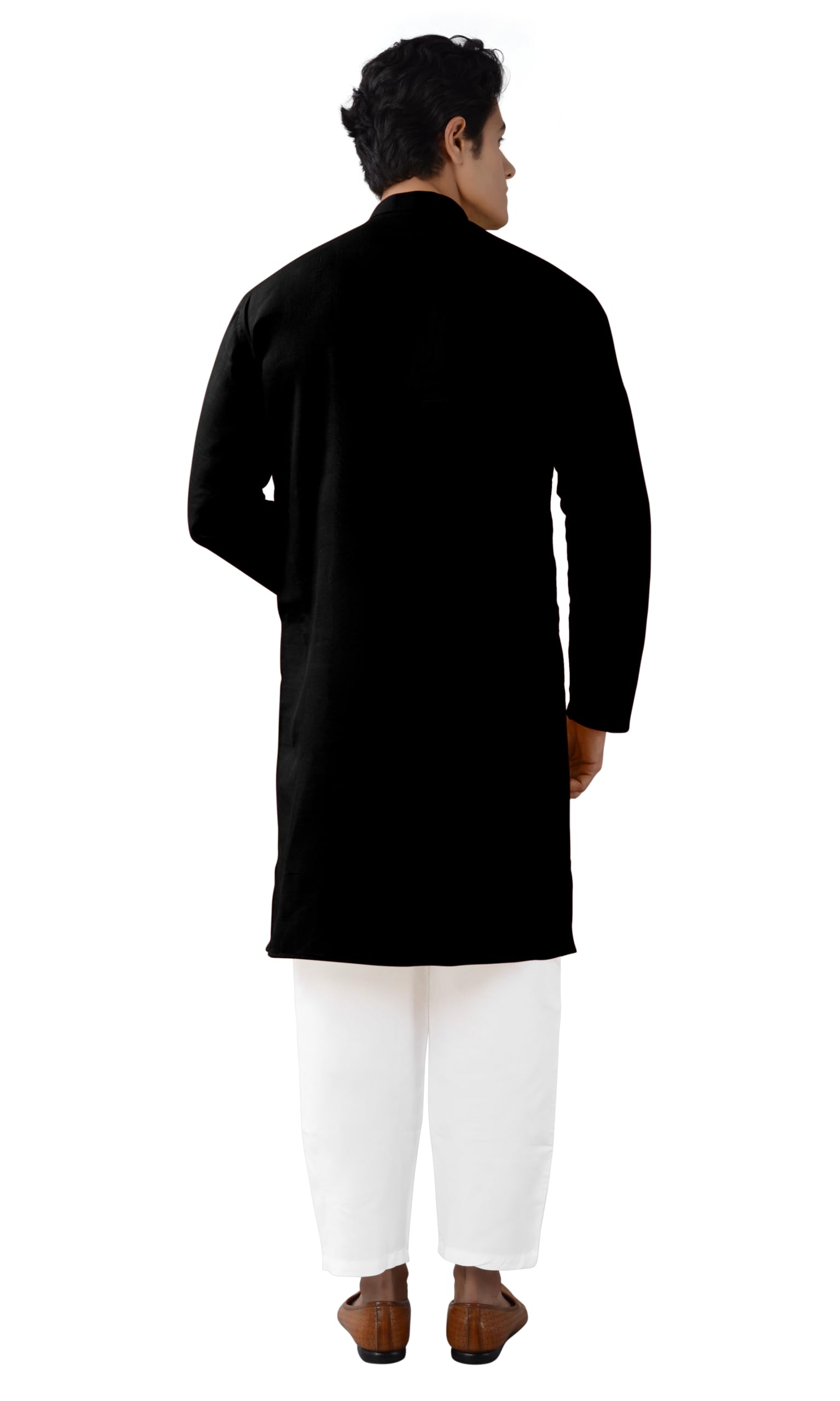 Chandrakala Men's Tunic Cotton Kurta Pajama Set Indian Casual Yoga Dress (MK101) - Image 3