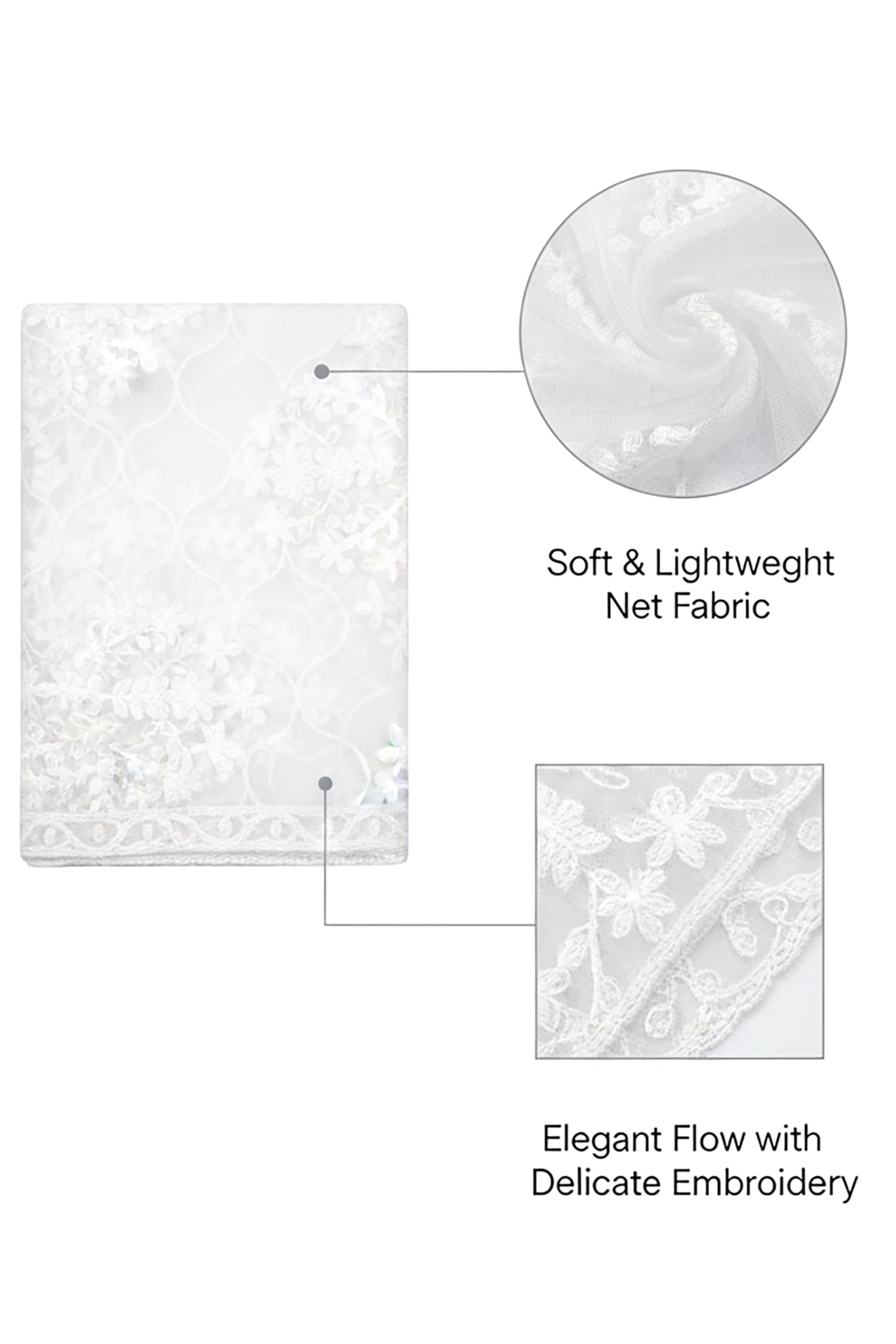 Chandrakala Net Dupatta for Women, Shawl Scarf Wrap Chunni, (D185) - Image 4