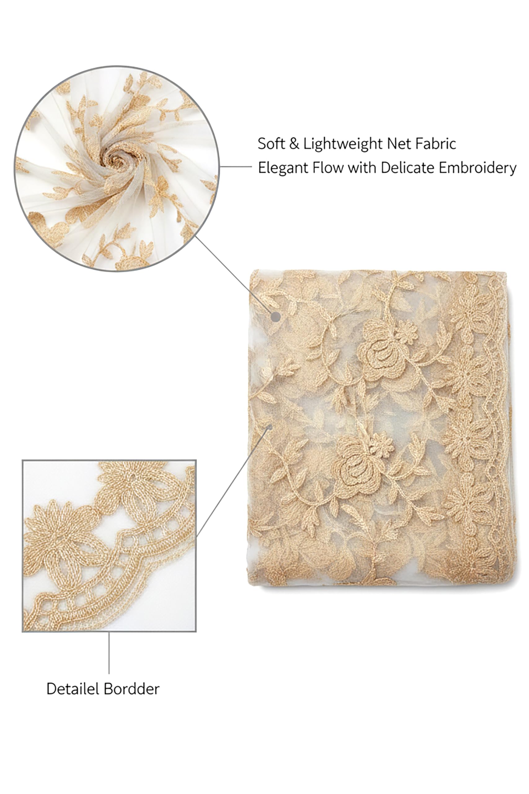 Chandrakala Net Dupatta for Women, Shawl Scarf Wrap Chunni, (D185) - Image 4