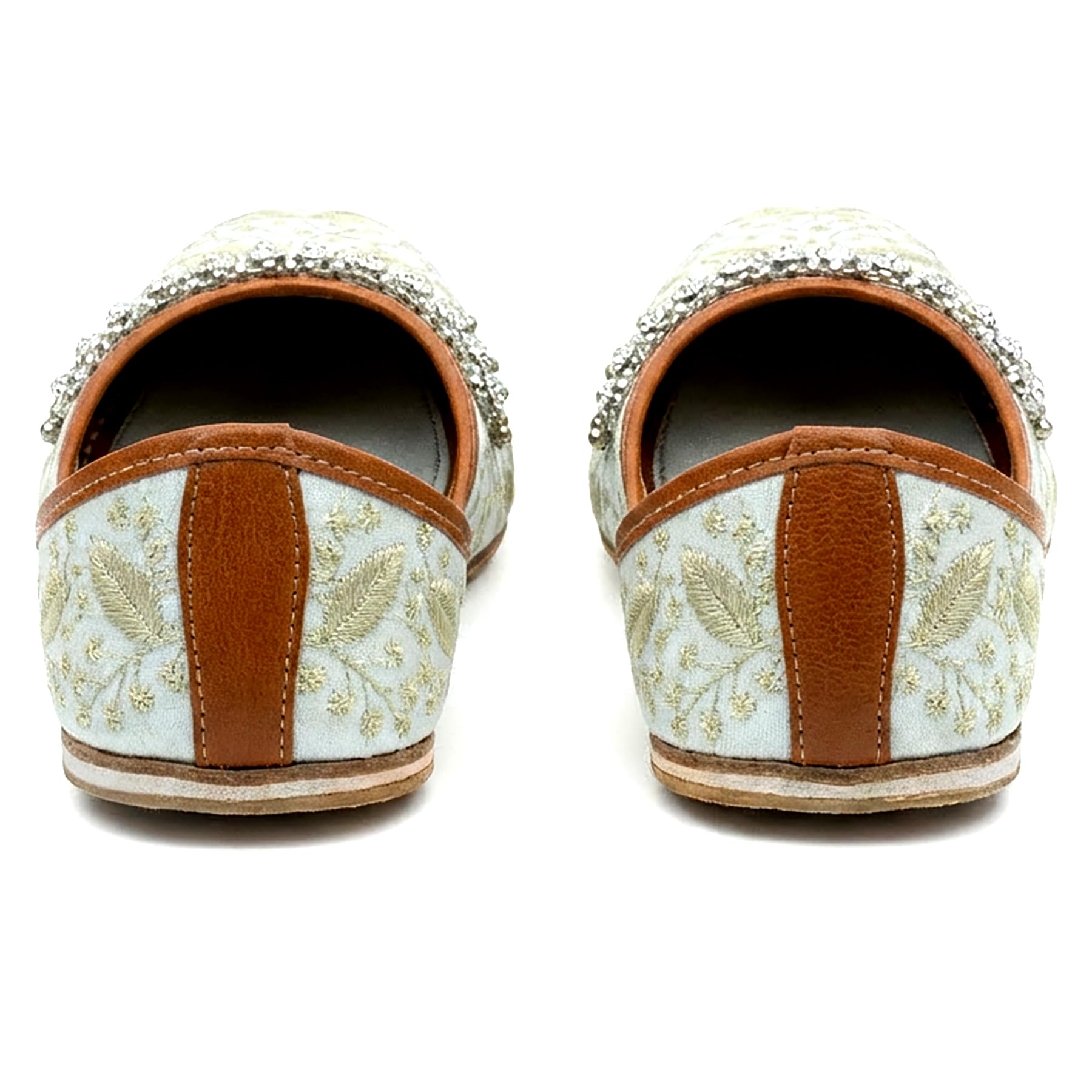 Chandrakala Payal Mojaris for Women, Flats Punjabi Jutti Embellished Khussa (WF154-P) - Image 5