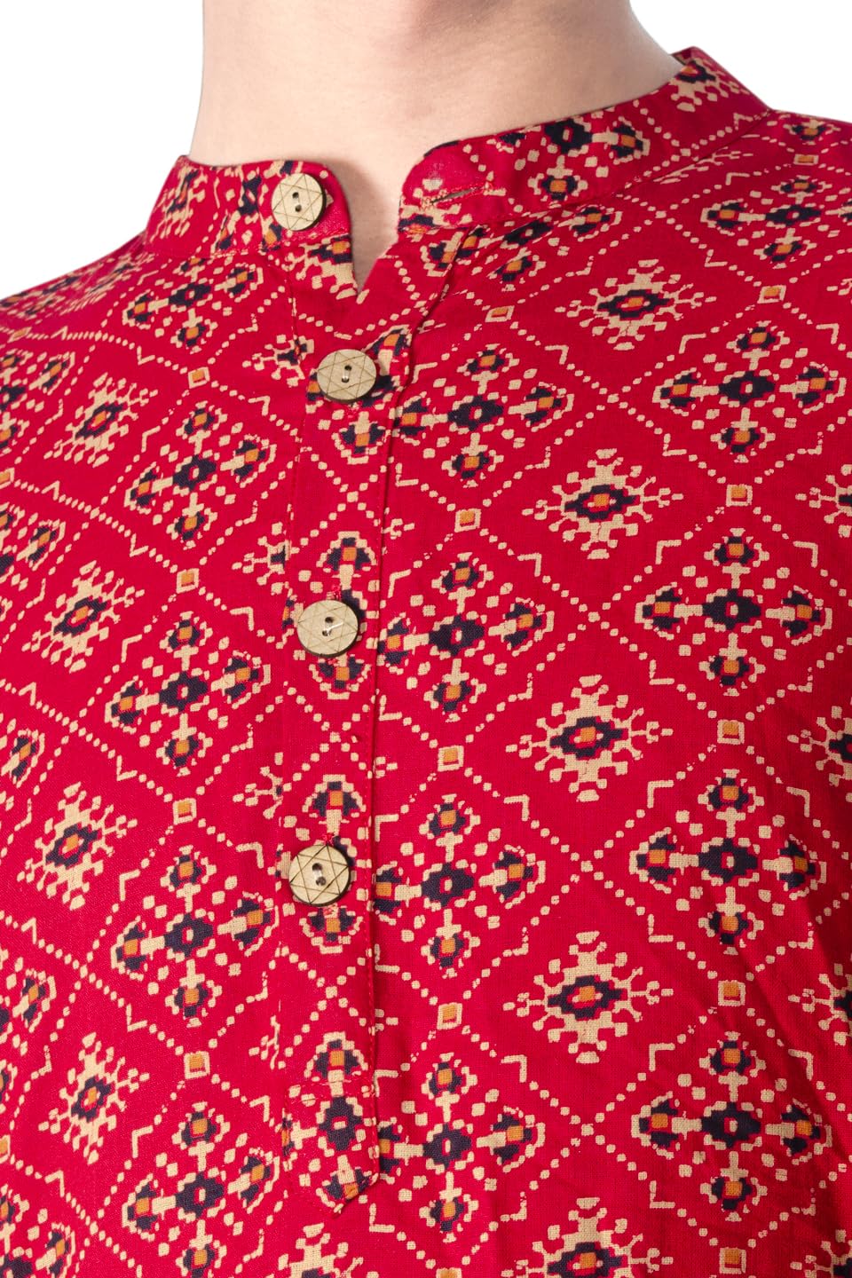 Chandrakala Slim Fit Printed Short Kurta for Men Cotton long roll-up sleeves Straight Tunic (MK115-P) - Image 4