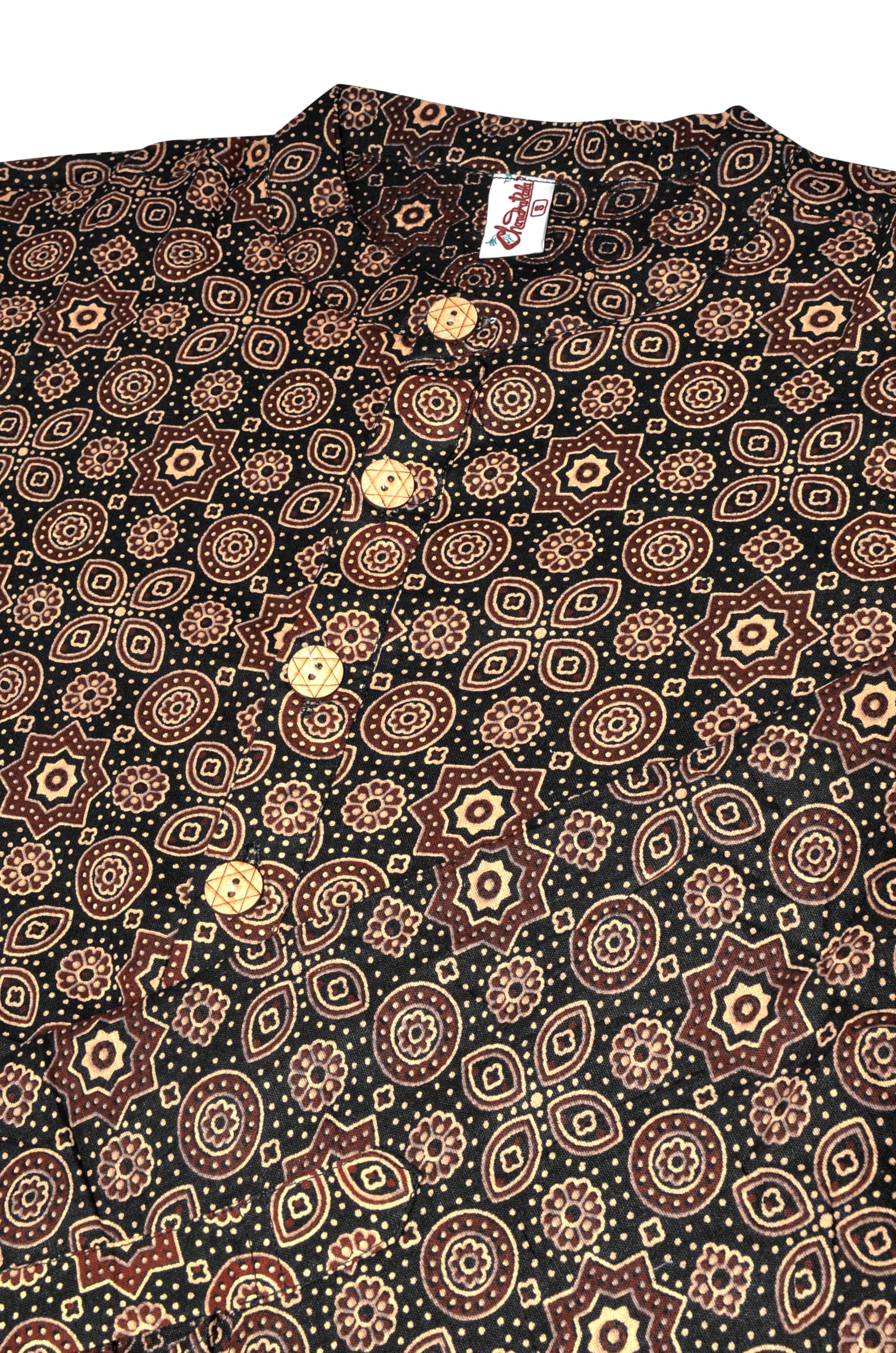 Chandrakala Slim Fit Printed Short Kurta for Men Cotton long roll-up sleeves Straight Tunic (MK115-P) - Image 5