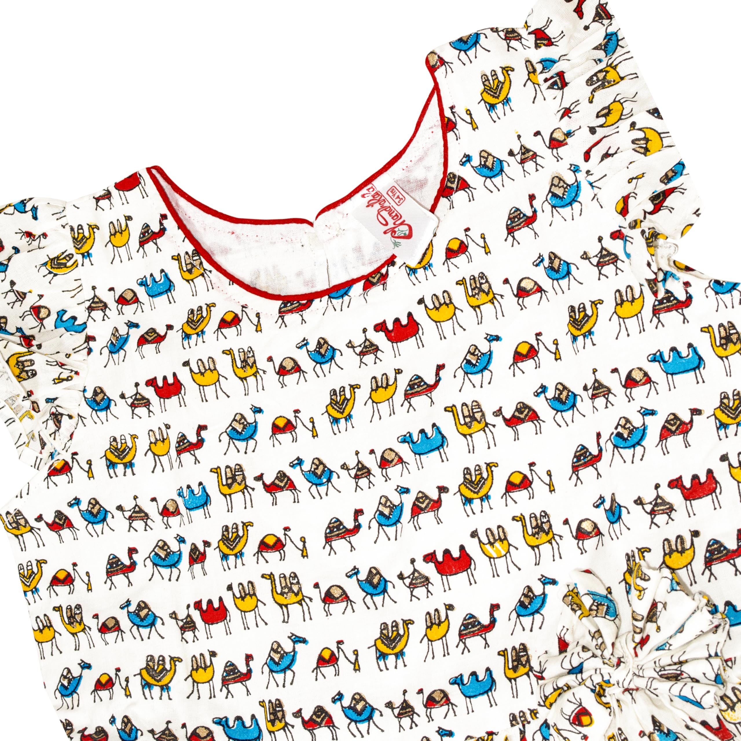 Chandrakala Toddler Girls Frock Baby Girl Cotton Printed Summer Dress with Flutter Sleeves Birthday Party Wear (KG124-P) - Image 7